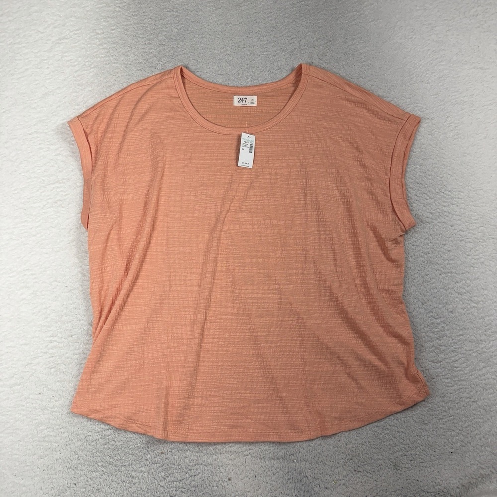 Maurices 24/7 Clara Textured Tee Women's 2X, Peach, Soft Stretch Knit NWT